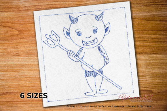 Little Devil Redwork Design: A Spooky Season Essential